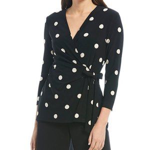 Anne Klein Polka Dot Faux-Wrap Top flaw